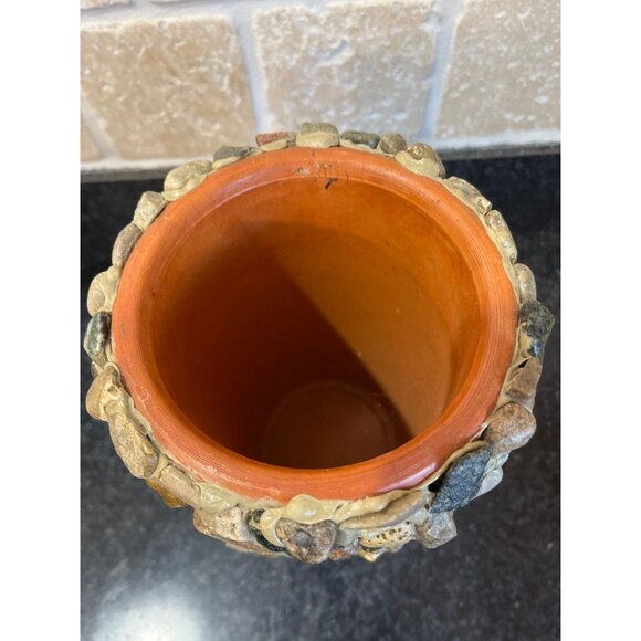 Vtg Wine Cooler Handmade Hand Placed Rocks Stones Pebbles Terracotta Wine Cooler - Picture 5 of 10
